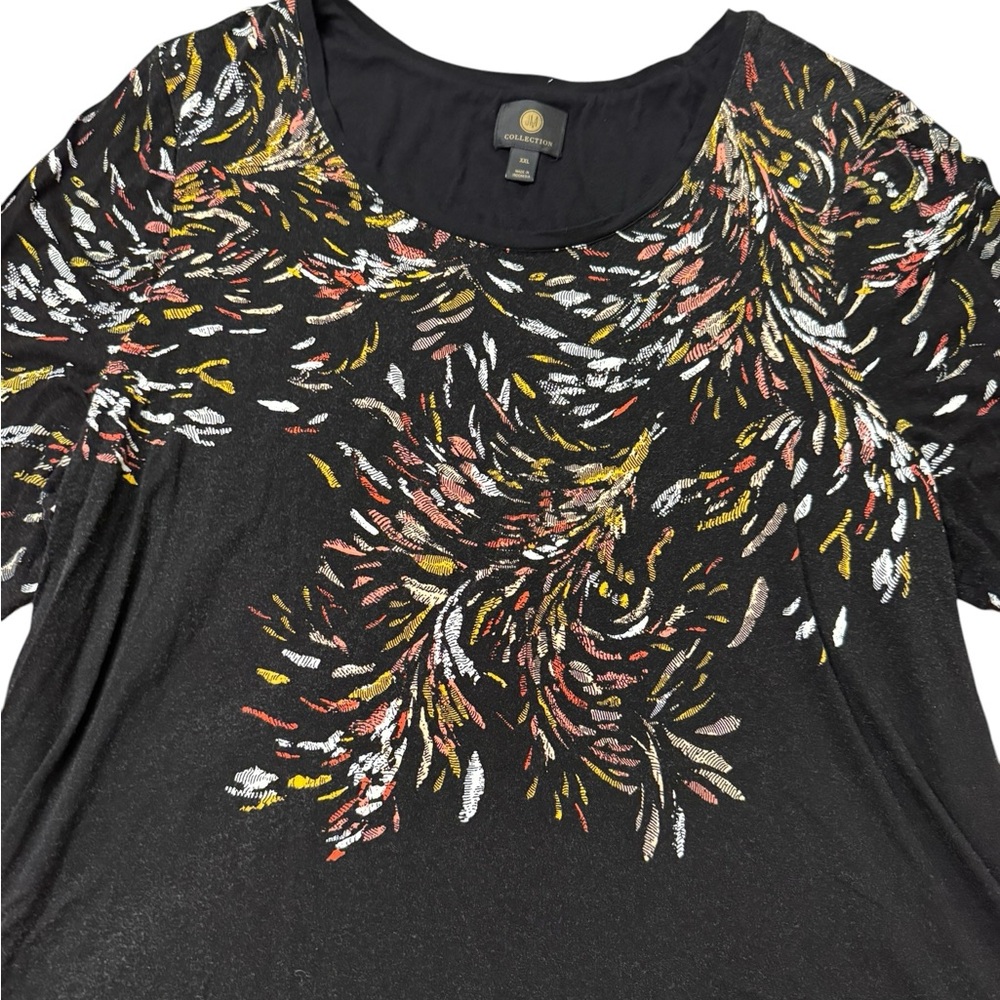 JM Collection Black Tunic with Multi-Color Brushstroke Floral Print Size XXL - Picture 13 of 13